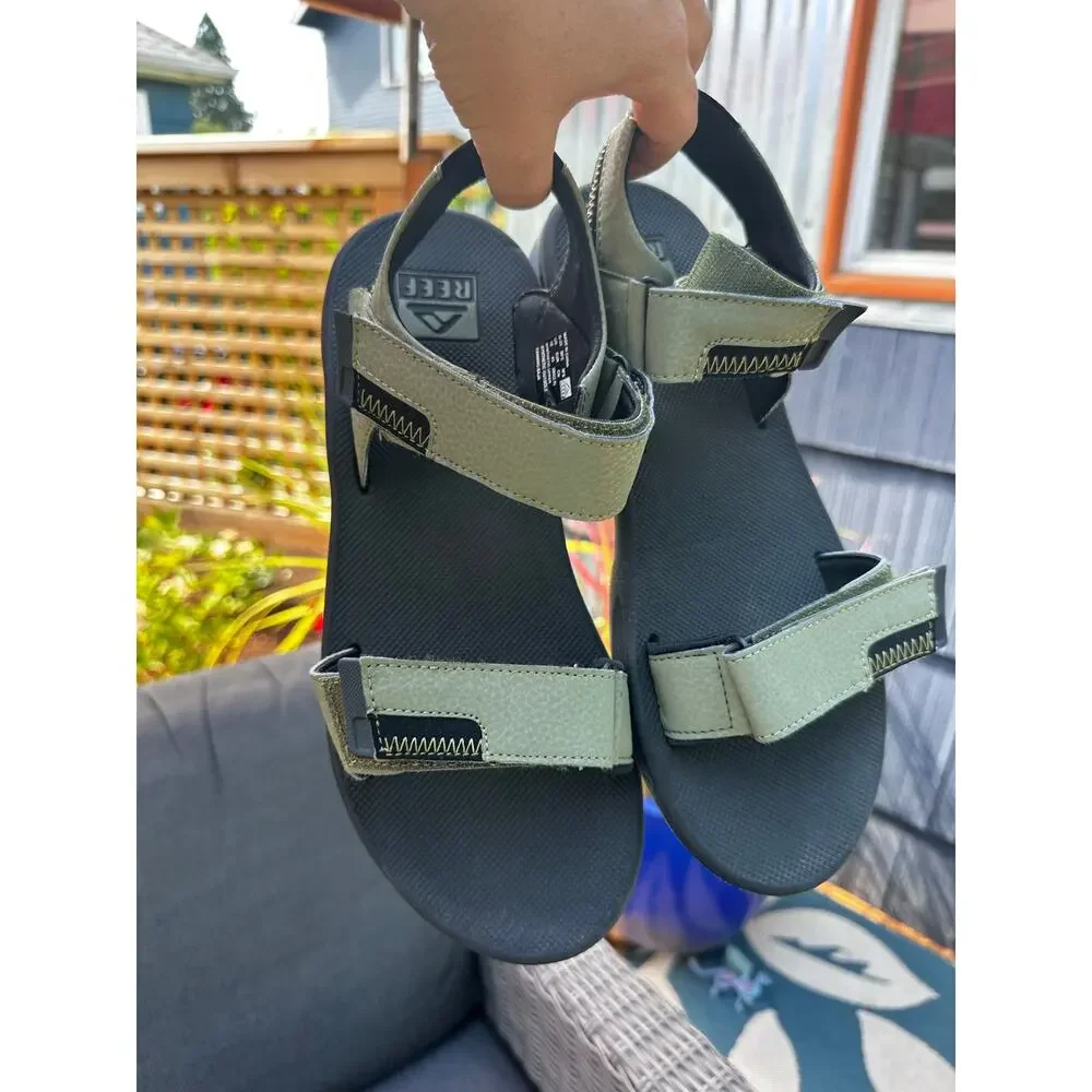 Reef Sandals Mens 10 Green Fanning Baja Straps Faux Leather Vegan